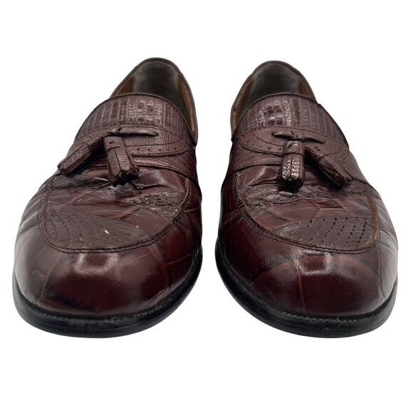 Stacy Adams Mens 11M Genuine Snake Leather Tassel Loafers Slip On Timeless Retro - Picture 4 of 15